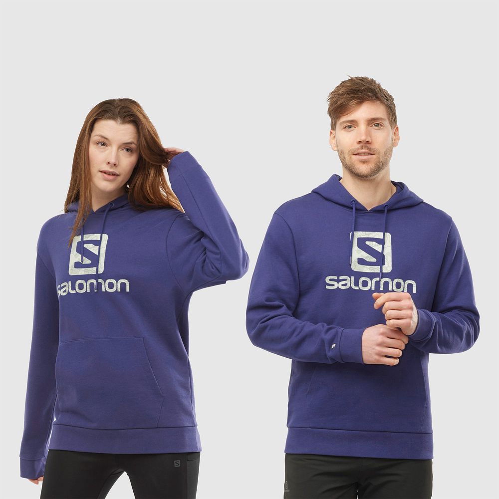 SALOMON OUTLIFE LOGO SUMMER Philippines - Men's Hoodie - Navy | 837204-VQU